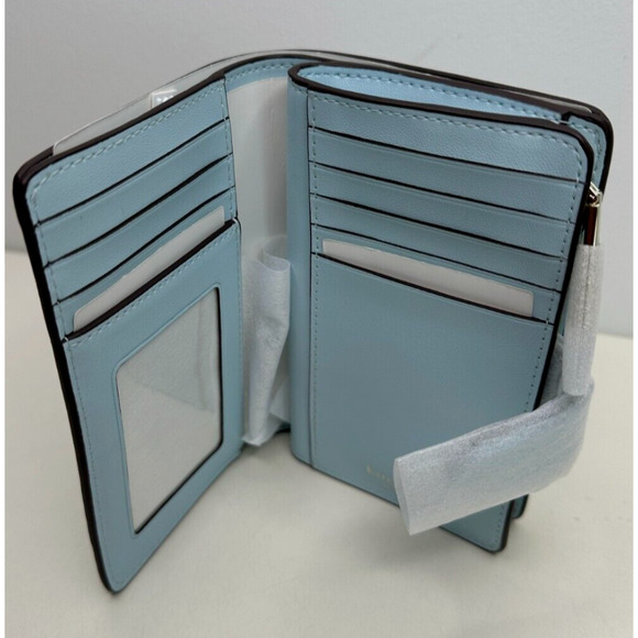Coming 5/2 Kate Spade Signature Blue Glow, Spade Flower Bifold Wallet NWT - Picture 6 of 7